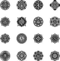 Set of Glyph Style Karuna Reiki Symbols Icons vector