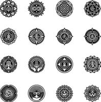 Set of Glyph Style Reiki Power Symbols Icons vector