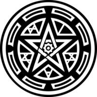Star circle motif icon in glyph style vector