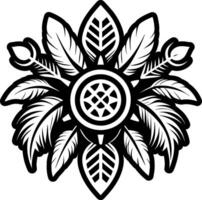 A glyph style icon depicting feathers motif vector