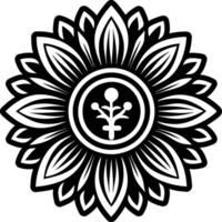 Blooming wildflower tattoo icon in glyph style vector