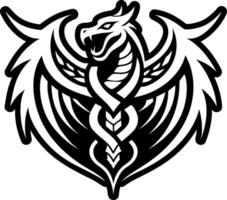 Solid style icon of a winged serpent vector
