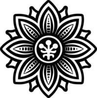 Ashanti flower tattoo icon in glyph style vector