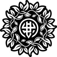Leafy vines motif icon in glyph style vector