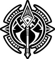 Sacred spear motif icon in glyph style vector