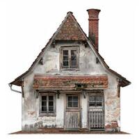 Old abandoned house falling apart with broken windows photo