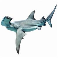 Large hammerhead shark swimming on white background photo