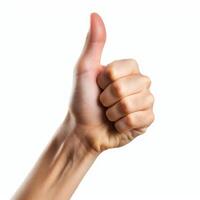 Hand showing thumbs up gesture photo