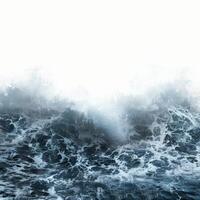Big waves crashing with white background for copy space photo