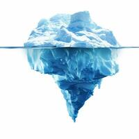 Large iceberg floating with hidden danger underwater on white background photo