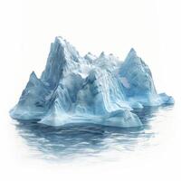 Large iceberg floating on calm ocean under white sky photo