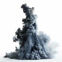Grey ink swirling in water creating abstract shapes photo