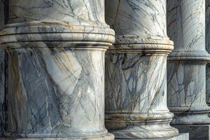 Row of majestic marble columns forming an elegant architectural ensemble photo