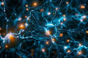 Neuron transmitting signals in the nervous system photo