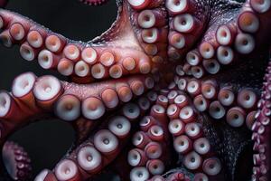 Octopus tentacles showing suction cups in close up view photo