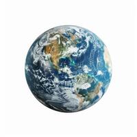 Planet earth rotating, showing north and south america continents on white background photo