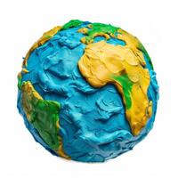 Colorful clay earth globe showing continents and oceans photo