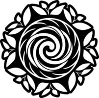 Glyph style icon depicting spiral leaves vector