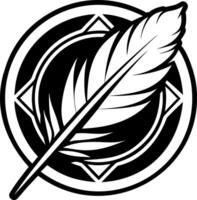 A glyph style icon depicting feather symbol vector