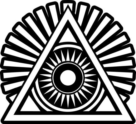 Sunburst triangle tattoo, glyph style icon