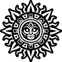 Tribal sun tattoo icon in glyph style vector