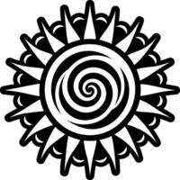 Spiral sun motif, glyph icon vector