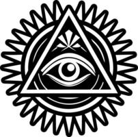 Enlightened eye motif icon in glyph style vector