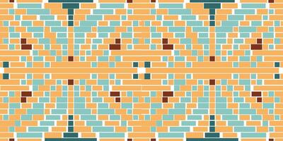 Ethnic Fabric Pixel Ethnic Ikat Patternfolk Embroidery, Aztec Geometric Ornament Print. Design for Carpet, Wallpaper, Clothing, Wrapping, Fabric vector