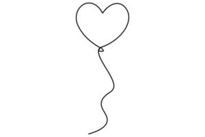 Minimalist heart balloon outline continuous line art design vector