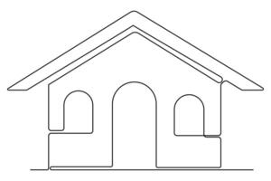 Continuous line art house design concept illustration vector
