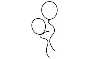 Continuous line balloon design clean outline art vector