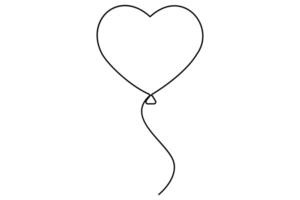 Continuous one line drawing of a heart shaped balloon vector