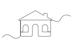 One line house sketch illustration clean design vector