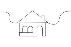 Elegant house outline continuous line concept art vector