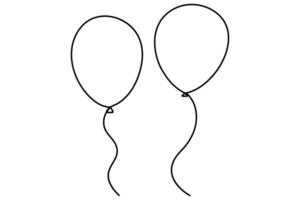 Elegant balloon outline sketch in continuous line art vector