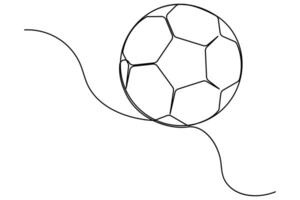Minimal football outline art single line drawing vector
