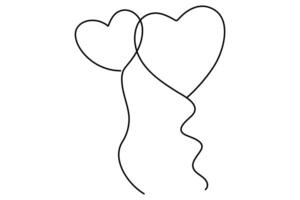 One line heart balloon minimalist sketch elegant design vector