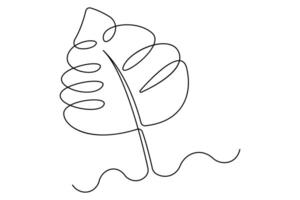 Clean and minimal leaf single line drawing vector