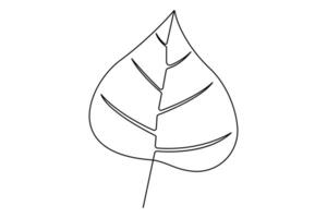 Simple continuous leaf drawing with editable stroke vector