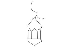 Continuous one line mosque sketch minimalist ramadan art vector
