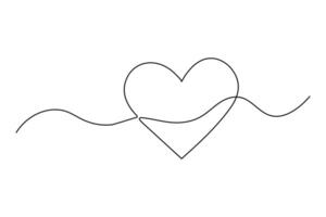 Continuous line heart outline minimalist hand-drawn design vector