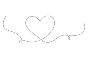Simple heart art continuous one line drawing vector