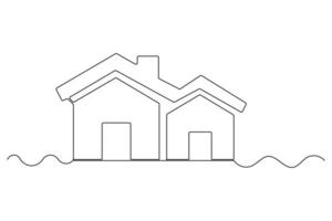 Minimalist continuous line house sketch modern vector