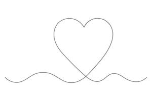 Minimalist continuous heart drawing one line illustration vector