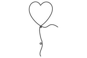 Simple continuous line drawing of heart balloon outline vector