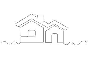 House illustration concept art in continuous one line style vector
