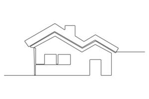 Simple house outline continuous line minimalist vector