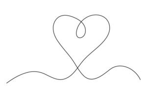 Continuous heart drawing one line hand-drawn design vector