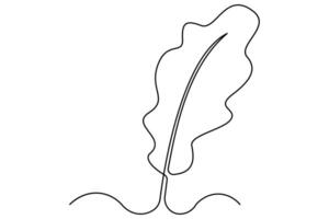 Single line leaf design with editable stroke vector