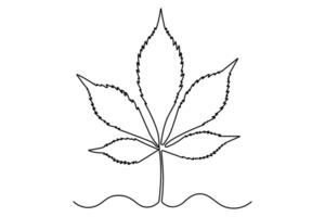 Continuous single line drawing of a leaf vector